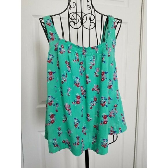 Hollister Women's Beach Summer Crop Tank Top Size (S) Green Floral Open Back - Picture 1 of 10